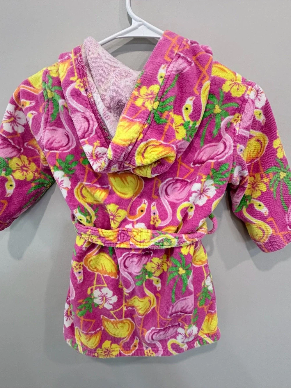 Komar Kids Pink Flamingo Hooded Robe with Yellow Accents